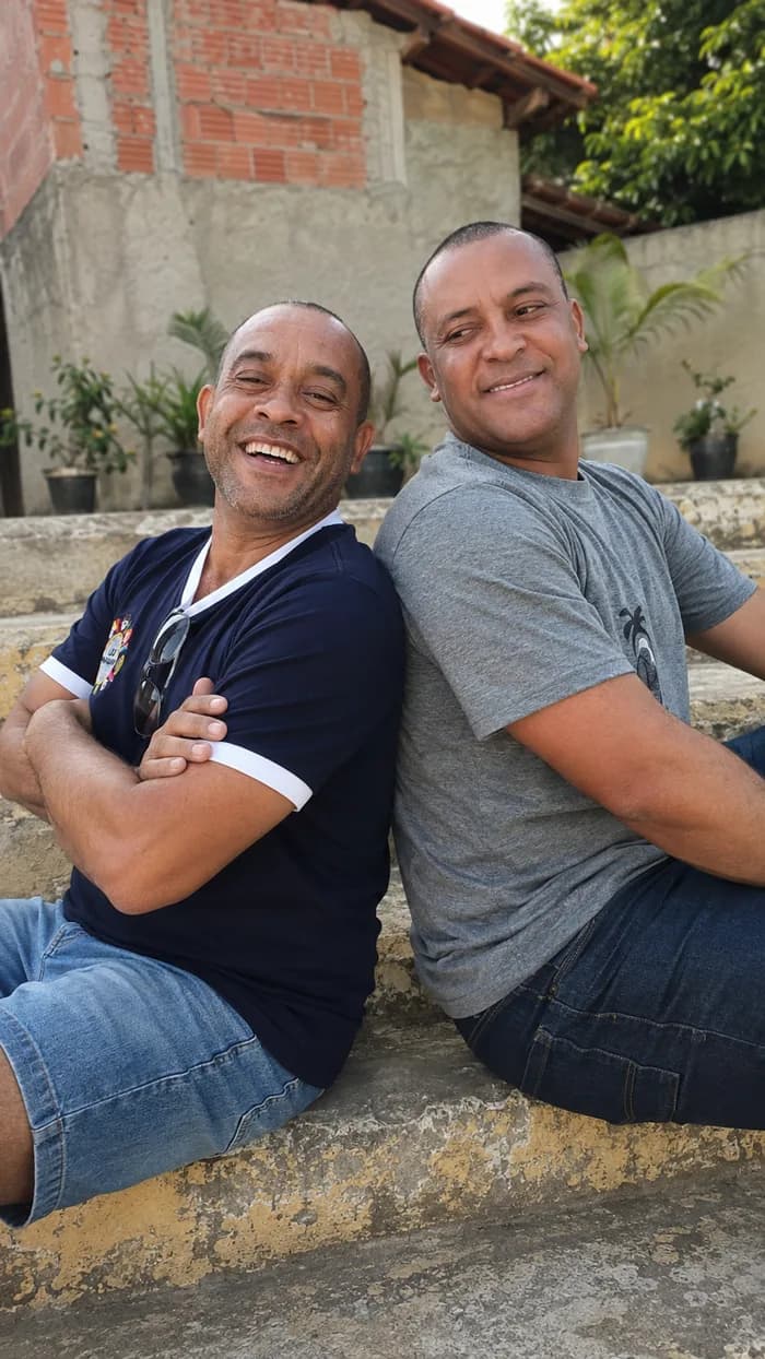 De costas, rindo juntos